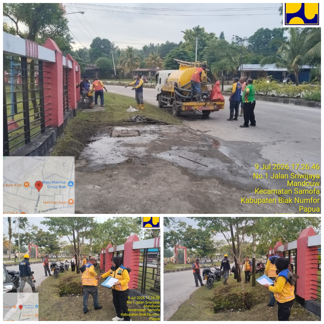 Pembersihan Sumur Resapan Jl Sriwijaya depan Kantor DPRK BN oleh Bidang Cipta Karya